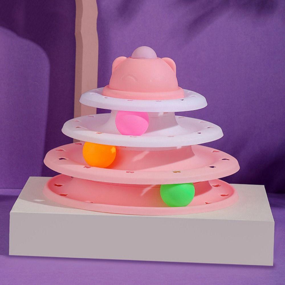 

Colorful Cat Toy Tower Plastic Cat Swivel Toy Ball Cat Turntable Roller Balls Toys Relieve Boredom