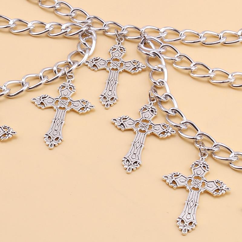 1PC Hollow cross pendant wave side swing chain waist chain Sexy multi-layer body chain Yabi accessories Multi-layer cross belt chain accessories
