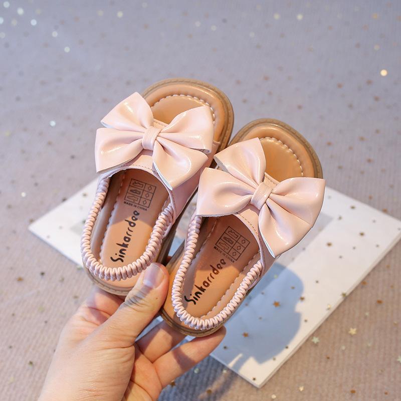Girls' Shoes 2025 Summer New Bow Girls' Sandals Fashion Princess Shoe Comfortable Children's Shoe Allmatch Flat Student Shoes