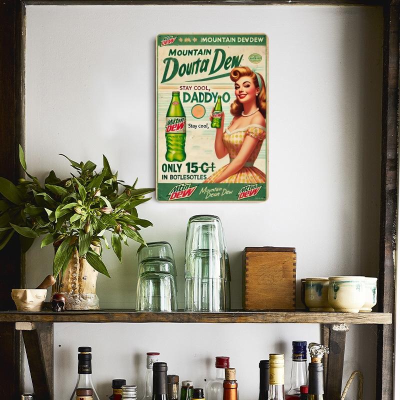 Vintage Pinup Girl Coffee Metal Tin Sign Charming Wall Art For Home Cafe Bar Apartment & Restaurant Decor - Perfect Holiday Gift