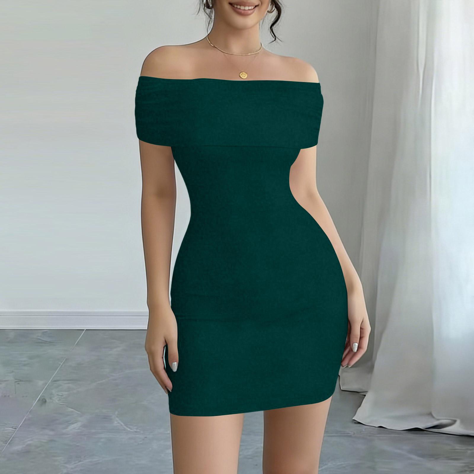 

Women s Fashion Color Short Sleeve Dress With Pocket S зелений