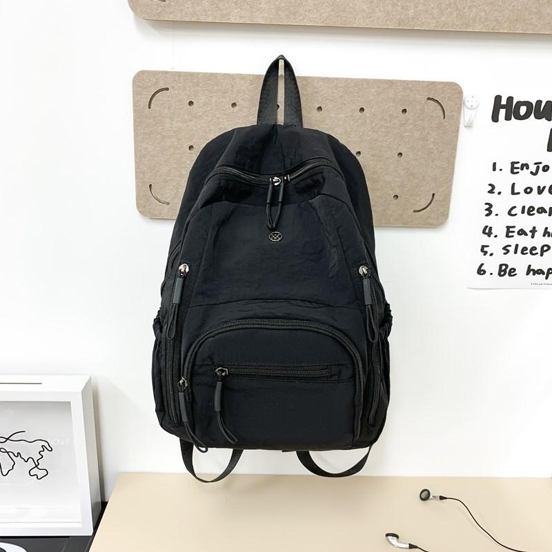 Lightweight schoolbag female solid color water-proof multi-pocket computer commuting backpack college student class travel backpack