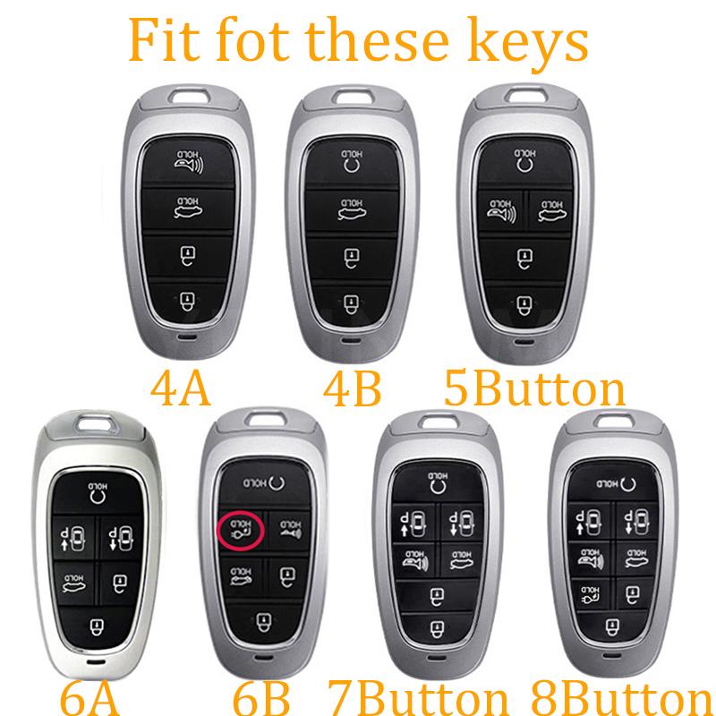 New Silver 6Button Car Key Case Cover for Hyundai Santa Fe Tucson 2022 NEXO NX4 Ioniq 5 Atos Prime Solaris 2021 Auto Accessories