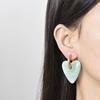 Vintage Big Statement Heart Pendant Stainless Steel Hoop Earrings For Women Smooth Acrylic Resin Gold Color Ear Buckle Jewelry