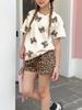 2-Piece Cheetah Print Set for Teen Girls: Casual Crewneck Short-Sleeve Top with Bow Accent & Shorts — Perfect for Spring/Summer