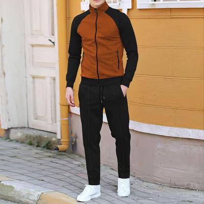 Men's Color Block Waffle Jacket and Sportswear Set - Autumn/Winter Collection