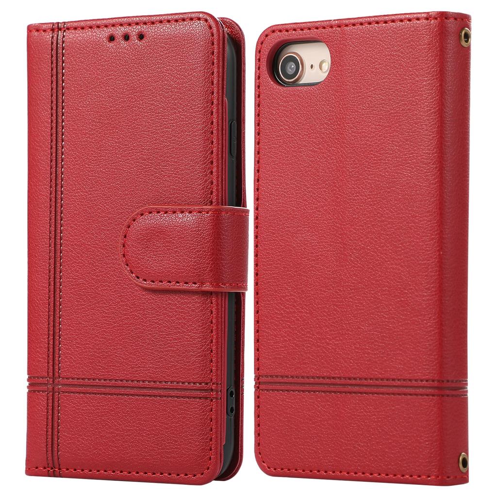 For iPhone SE (2022)/SE (2020)/7/8 4.7 inch Cell Phone Case PU Leather Wallet Cover with 2 Straps