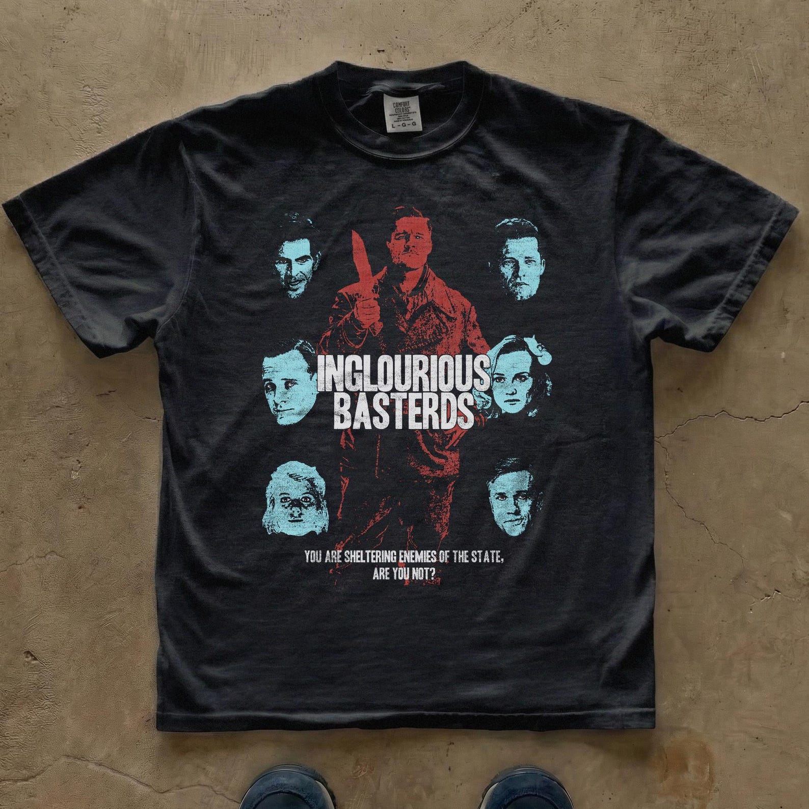 Inglorious Basterds Movie Poster T-Shirt | Quentin Tarantino Film Tee M