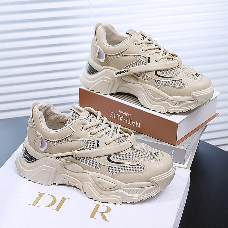 

Новые весенние туфли для папы, женская повседневная женская обувь с круглым носком и толстой подошвой на воздушной подушке, удлиняющая студенческая спортивная обувь 40