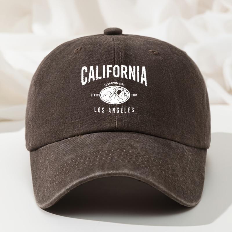 Baseball Hat Outdoor Casual Running Cap Retro Washed Casual Curved Brim Letter Print Baseball Cap