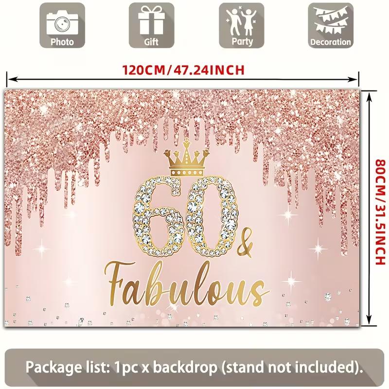 2D Diamond Crown 60 Fabulous 60th Birthday Party Background