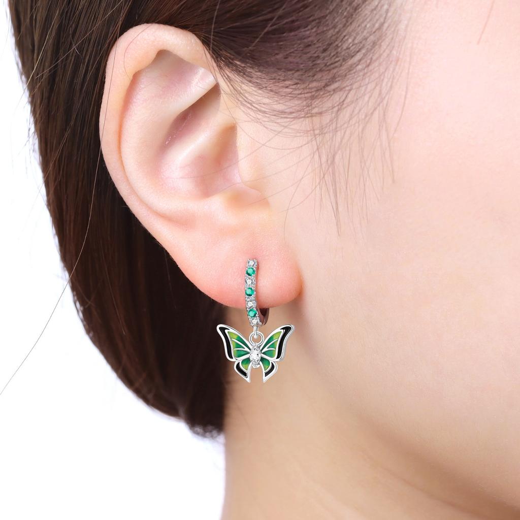 925 Silver Purple Butterfly Insect Drop Earrings Women Earrings Charm Trendy Jewelry Wedding Anniversary Gifts