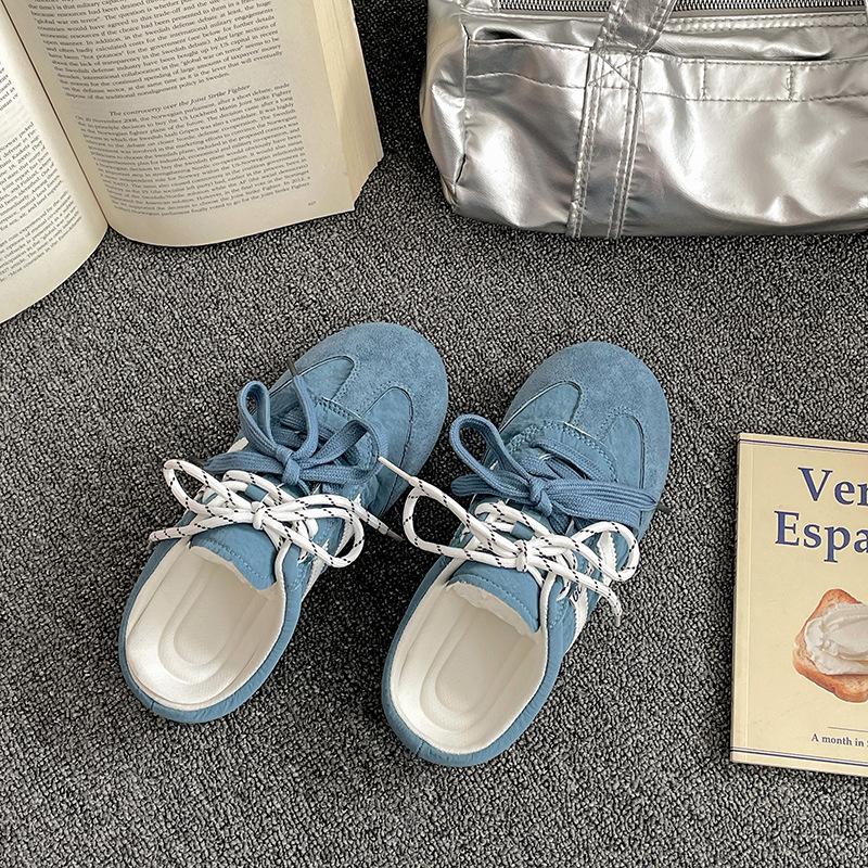 Retro yellow inner height increase German training bag head half slippers women's summer wear 2025 new non-slip soft bottom cool slippers