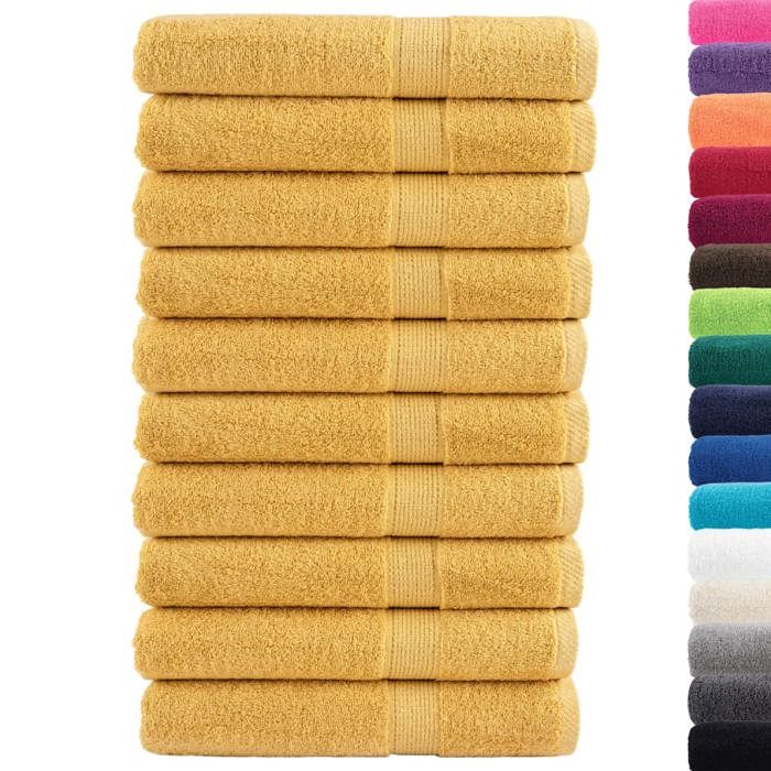 VidaXL Serviettes de Qualité Supérieure 10 pcs, Serviettes de Douche, Draps de Bain, Serviettes d'Invité de Toilette, Doré 137295
