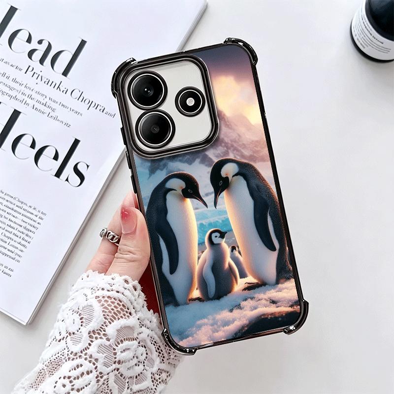Penguins Love At The North Pole Soft Phone Case For Xiaomi Redmi Note 14 15 Pro Plus 13 12 11S 11T 5G 10 9S 9 Plating Anti-Fall