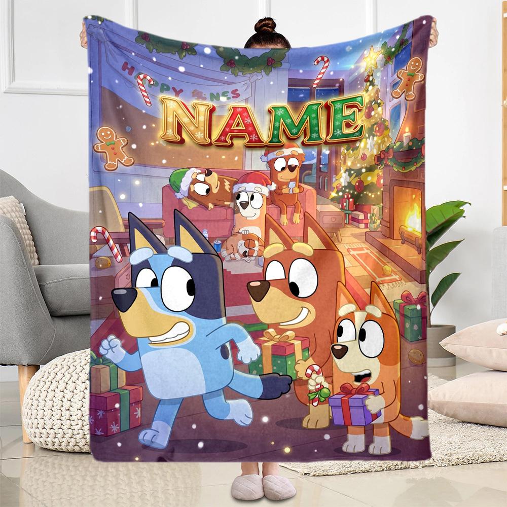 Christmas Adventure City Personalized Text Blanket Multi-purpose Personalized Blanket Soft & Cozy for Nap Picnics Office Chair Bedding
