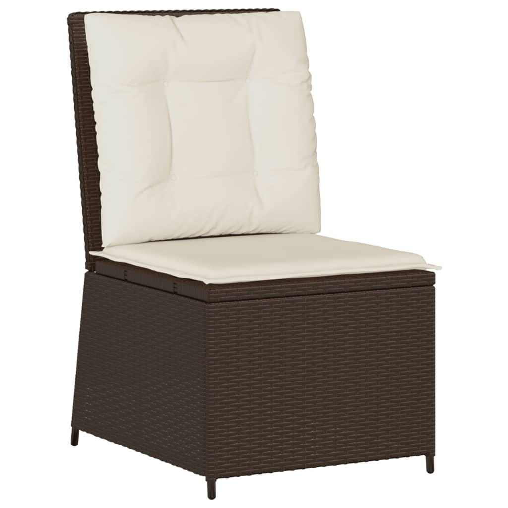 Folding Garden Armchair With Cushions, Brown, Poly Rattan
