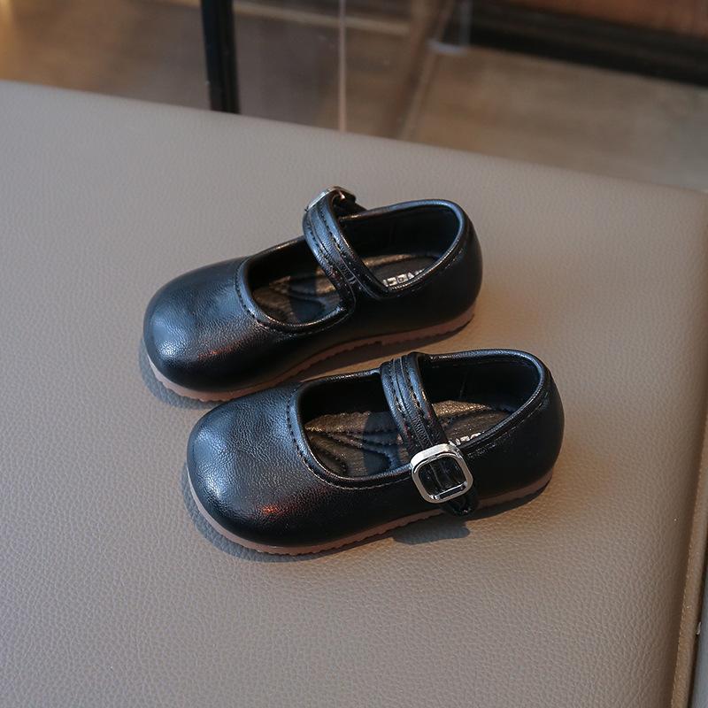 Korean Style Simple Versatile Kids Girls Soft Sole Princess Leather Shoes 22
