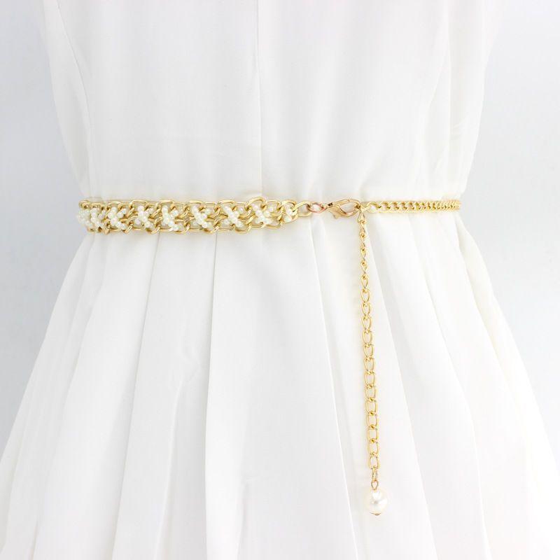 New Pearl Tassel Women's Sweet Decorative Dress Pearl Waist Chain Korean Version Versatile Multi-Layered Fashion Belt