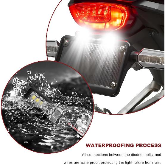2 PCS LED License Plate Light, 12V 2835 Chips Car Tag LED Bulb with Aluminum Light Holder, Waterproof/Rainproof IP68 License Plate Screw Bolt Lamp