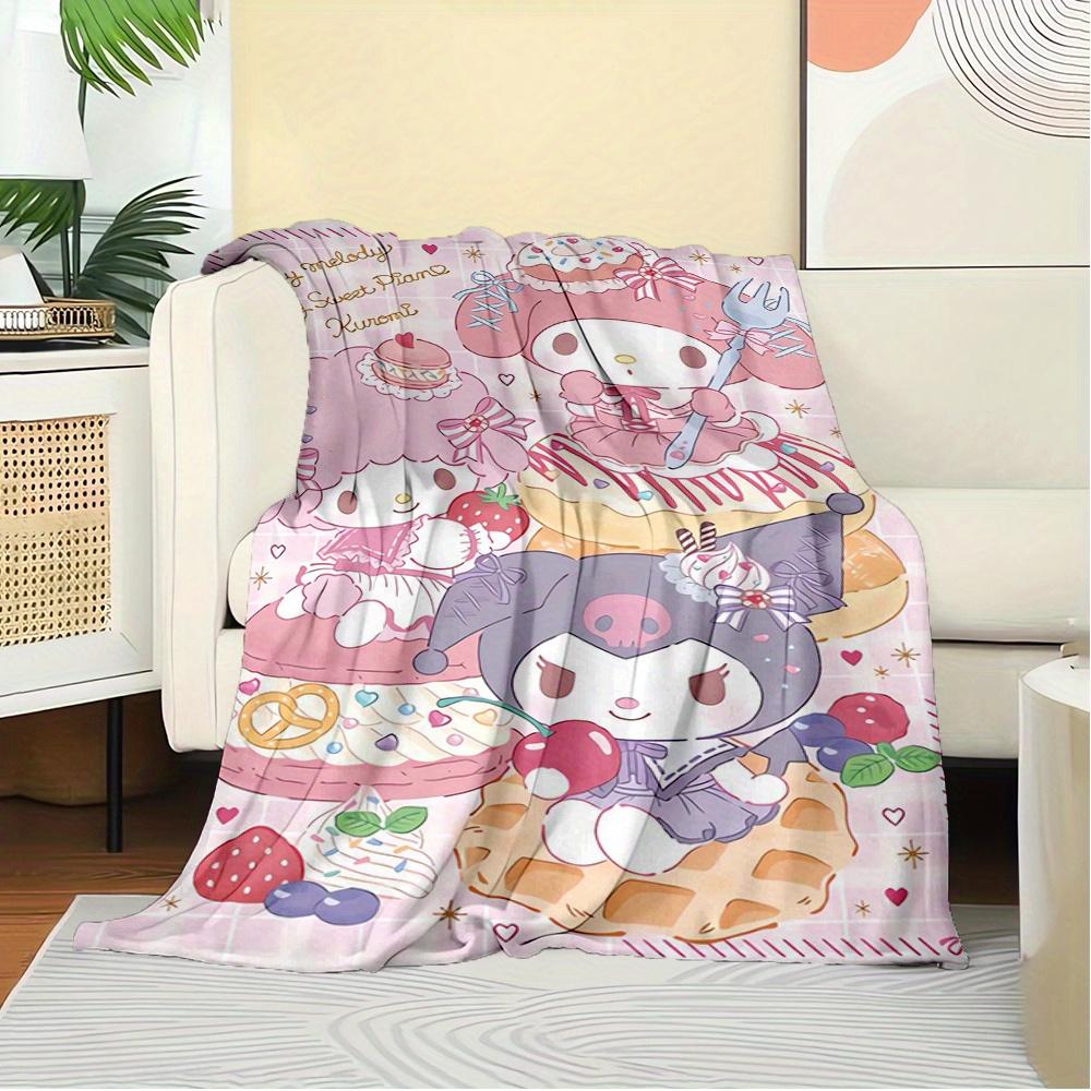 1pc Flannel My Melody, Kuromi, Hello KittyThrow Blanket, Cartoon Truck Pattern Printed Blanket, Warm Cozy Soft Blanket For Couch Bed Sofa Ca