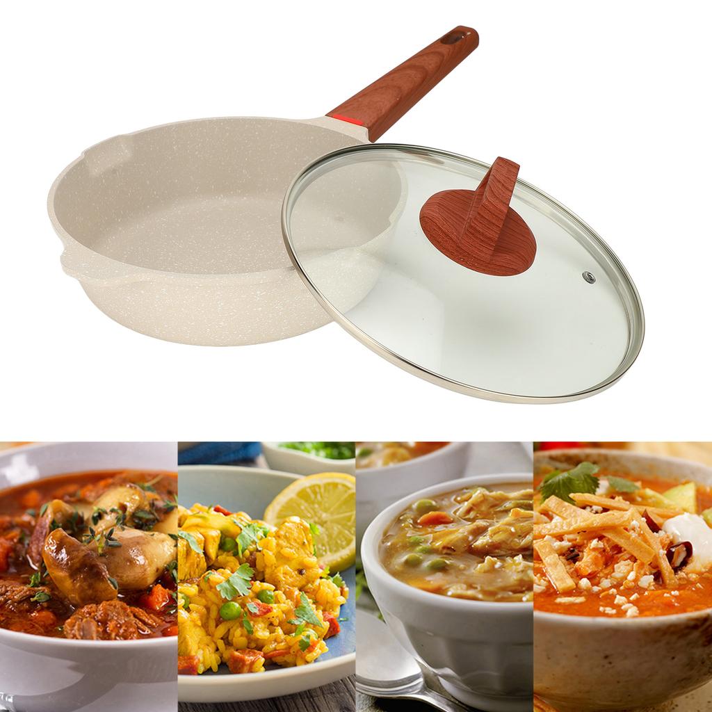 Maifan Stone Frying Pan Professional Prevents Stick Sy Clning Efficient Even Hting Cooking Pan with Lid for Kitchen
