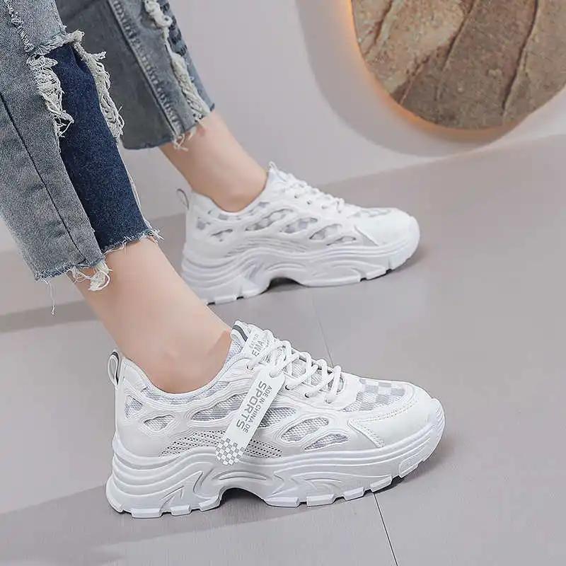 Fashion Rubber Sole Dark Luxury Woman Heels Sports Shoes Women Medium Heel Shoes Sneakers High Fashion Luxary Luxo Original Snaeker