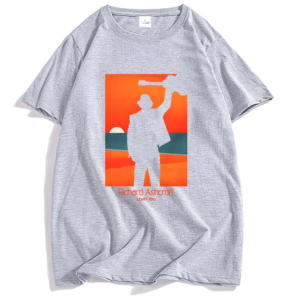

RICHARD ASHCROFT LOVIN YOU FRAME TEE Бавовняна Чоловіча Футболка з Коротким Рукавом Круглий Виріз Хіп-Хоп Унісекс Вуличний Одяг Футболки з Графічним Принтом S
