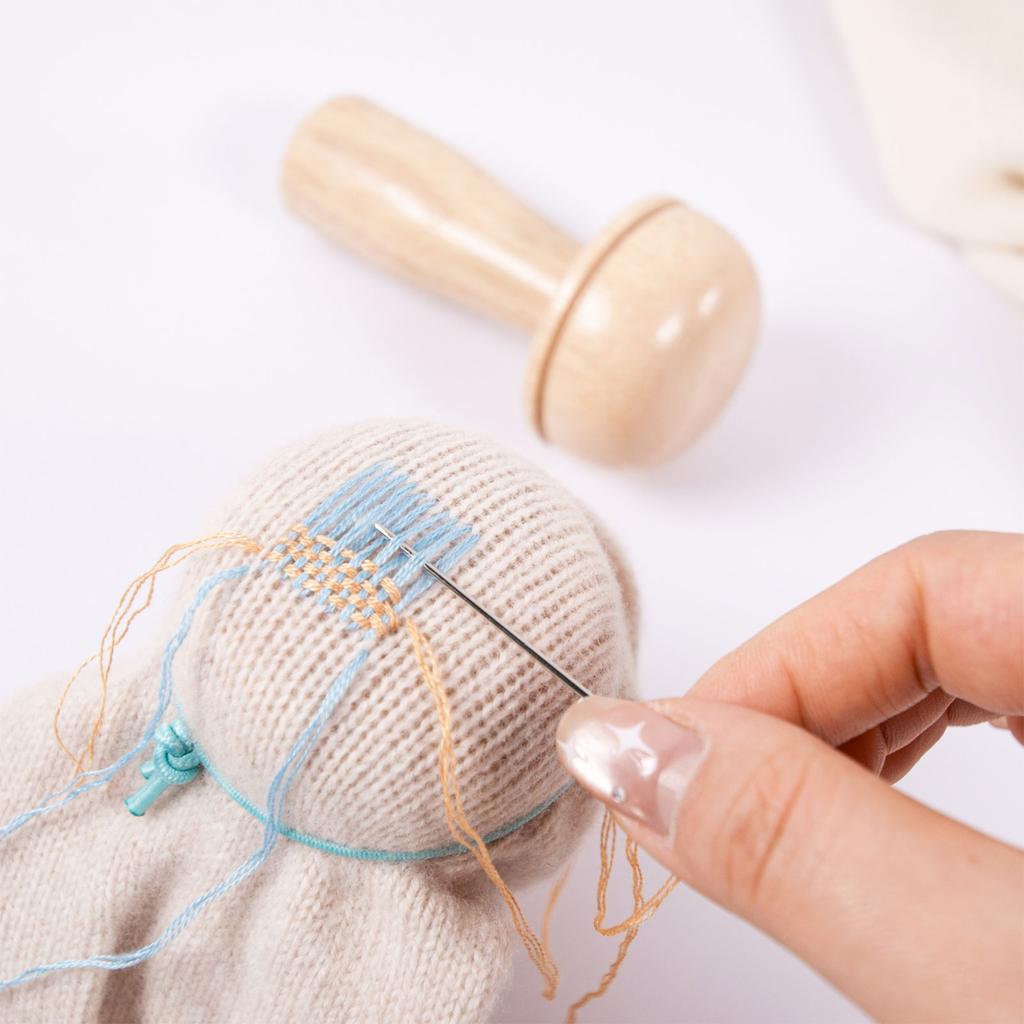 Darning Kit, Darning Tools Set, Beechwood Oval Darning Tool, Mushroom Darning Tool, Wood Comb, Stainless Steel Needles,