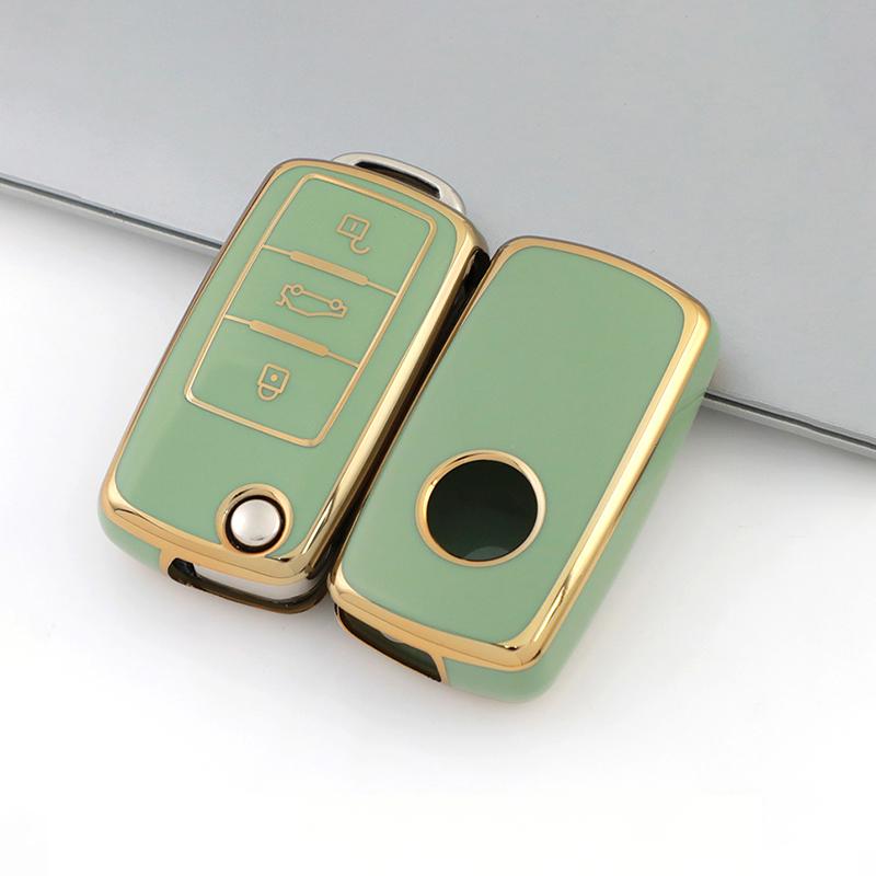 Tpu Car Key Case for VW Volkswagen Polo Tiguan Passat Golf Jetta Lavida Skoda Octavia 3 Buttons Full Cover Protection Shell Bag