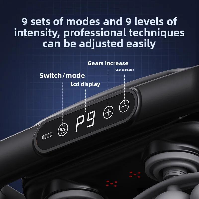New LED Display 18-Heads Massages Fascia Gun Mute High Intensity Percussion 2000 Mah Massage Device for Back Neck Muscle Relieve