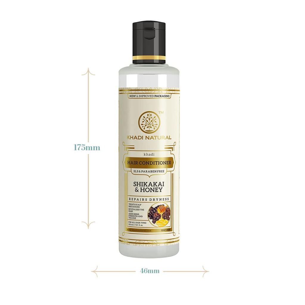 Khadi Natural Shikakai & Honey Herbal Hair Conditioner For Dry Damaged Dull Hair Nourishing Shine Care SLS Paraben Free 210 Ml