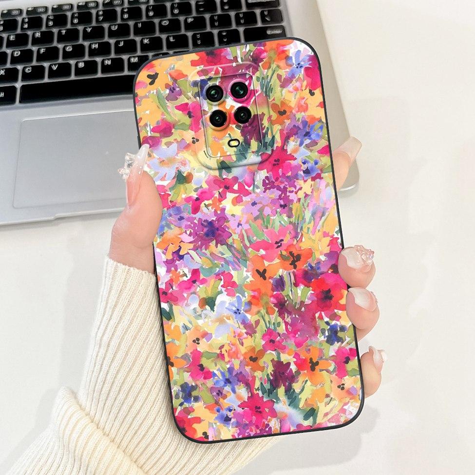 Casing For Redmi Note 9 9S 9Pro 4G Back Cover For Redmi Note 9 Pro Case Cute Cartoon Fashion Flowers Silicone Shockproof Bumper