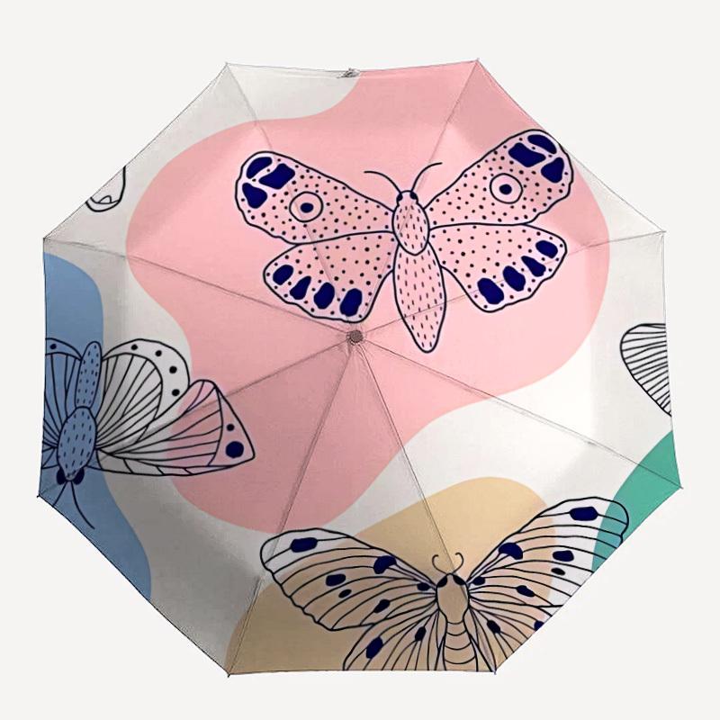 1pc Butterfly Pattern Automatic Open/close Folding Umbrella, Compact Portable Travel Umbrella, Durable Construction Yy251230152
