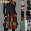 Abiti Casual a Manica Lunga con Scollo a O per Autunno Inverno