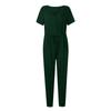 Women’s Sexy Deep V-Neck Short Sleeve Wrap Drawstring Waist Jumpsuit Romper With Pockets