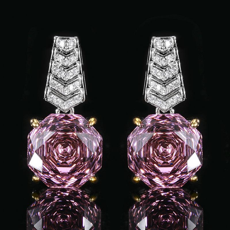 Jewelry Copper Bottom Gold-Plated Rose Cut Dry Rose Temperament Set Main Stone 14-12Mm