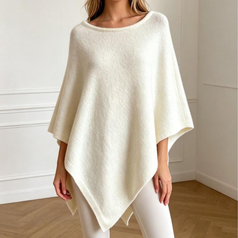 Vendita all'ingrosso del produttore autunno e inverno nuovo scialle lavorato a maglia europeo e americano girocollo maglione a mantella largo da donna