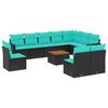 vidaXL 11 Piece Garden Sofa Set with Cushions Black Poly Rattan