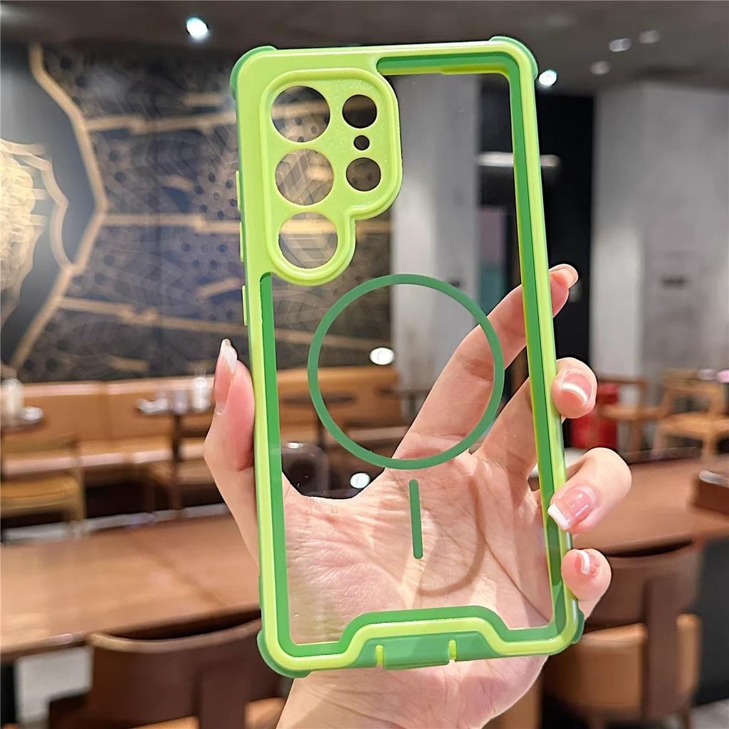 Ins Style Multicolored Four Corner Anti Drop Magnetic Ring Phone Case for Samsung S26Ultra Film PC Shockproof Cover