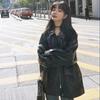 Autumn and Winter Leather Jacket Retro Loose Motorcycle Jacket Plus Velvet Thickening Mid-length Women's Leather Jacket
