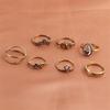 7 Pcs / Set New Arrival Flower Gemstone Carved Ring Set Bohemian Vintage Jewelry Women Accessories