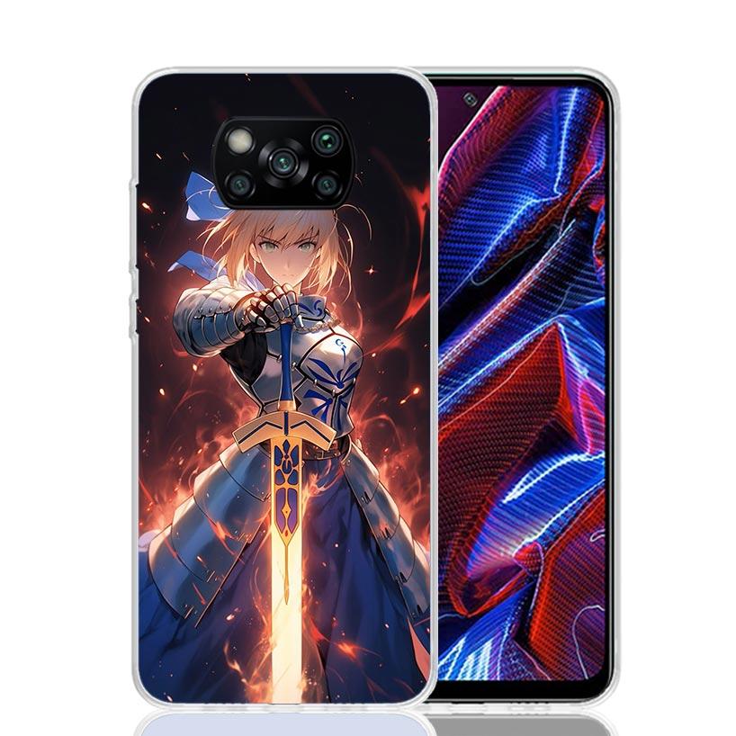 Fate Zero Stay Night Saber Phone Case For Xiaomi Poco X7 X6 X5 Pro F7 Ultra Redmi 15C 15 13 13C 12 12C 10 10A 10C 9 9A 9C 9T Cov