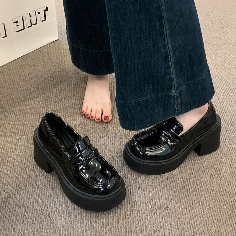 Chinese and Korean version of one-pedal non-slip comfortable summer heel thick heel single shoes women's college style high heels fashion