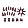 Deep Wine Red Cat Eye Almond Fake Nails - 30 Piece Set