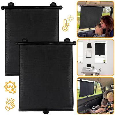 2 Buc Parasolar Auto Geam Lateral pentru Bebelus Rulou Parasolar Vehicul cu Ventuze si Carlige PVC Protectie UV Si Intimitate Acoperire Geam Auto