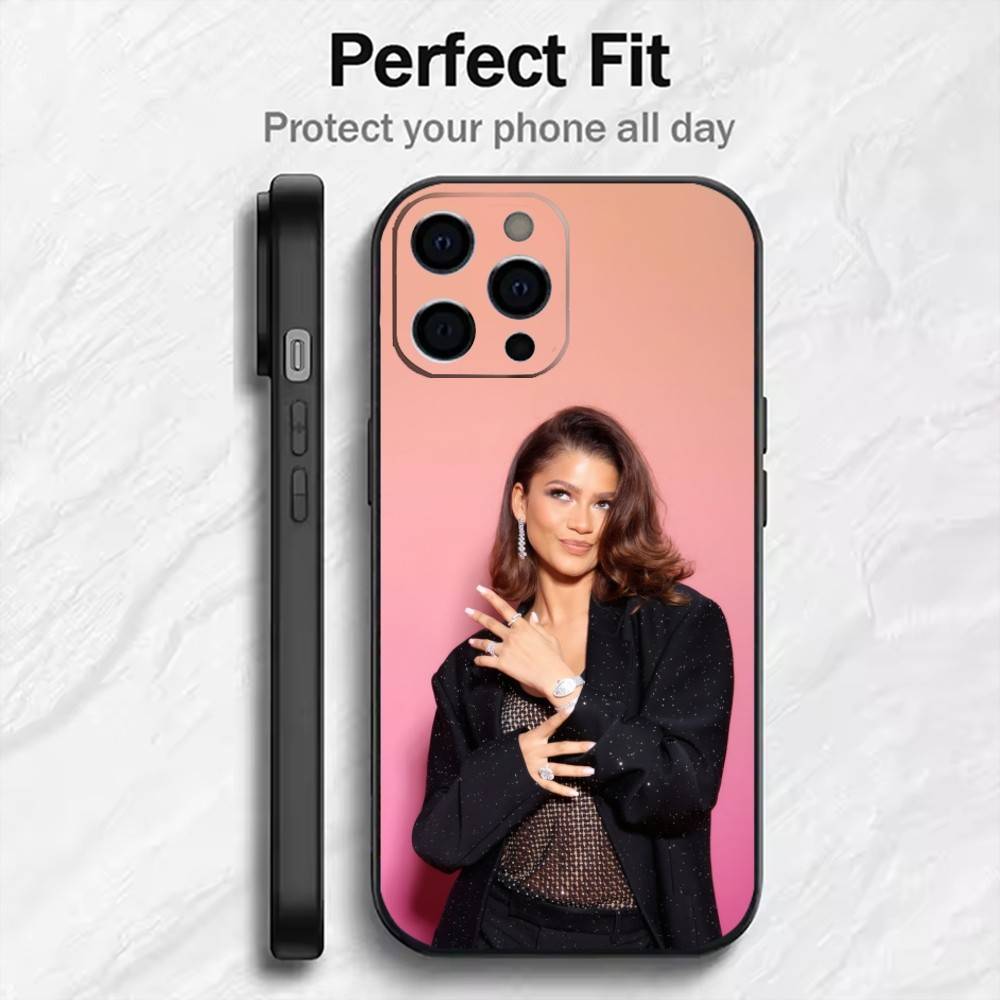 Z-Zendaya Euphoria Printing Phone Case For iPhone17,16,15,14,13,12 Plus,Max Soft Silicone Black Cover