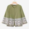 ZANZEA Women Casual Round Neck Long Sleeve Ethnic Print Loose Zipper Blouse