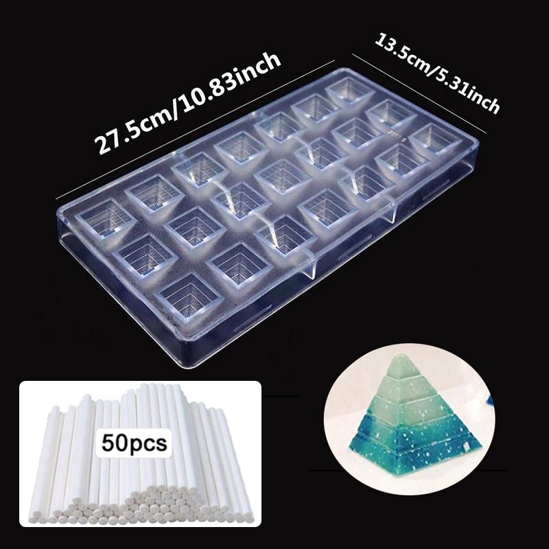 Chocolate Mold Plastic Lollipop Paper Stick Household Kitchen DIY Baking Tool Homemade Candies Rectangle Heart-shaped TMZ