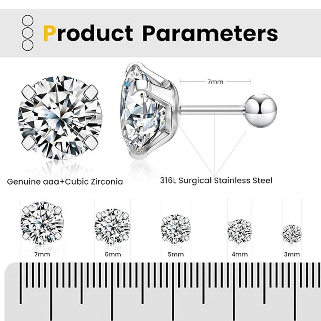 Unisex Zirconia Four Claw Diamond Ball Earrings